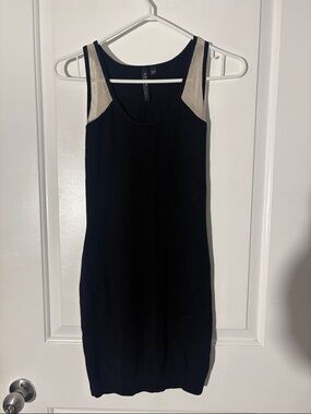 Guess Black Midi Dress with Cream Shoulder Panels